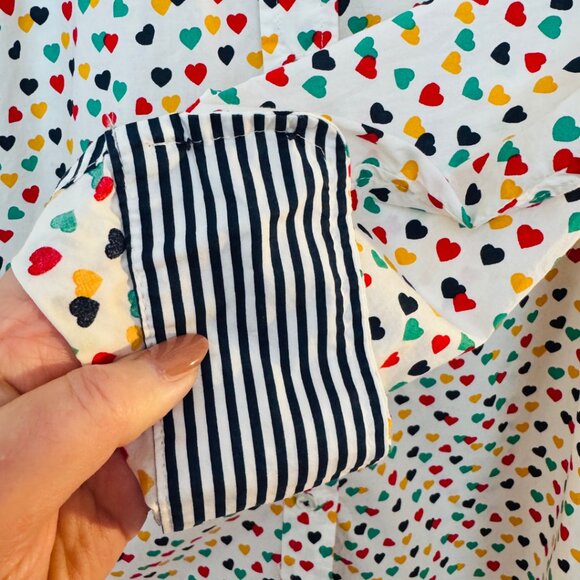 Talbots Classic Cotton Shirt with Hearts Long Sleeve Button Down Women’s Small - Picture 3 of 5